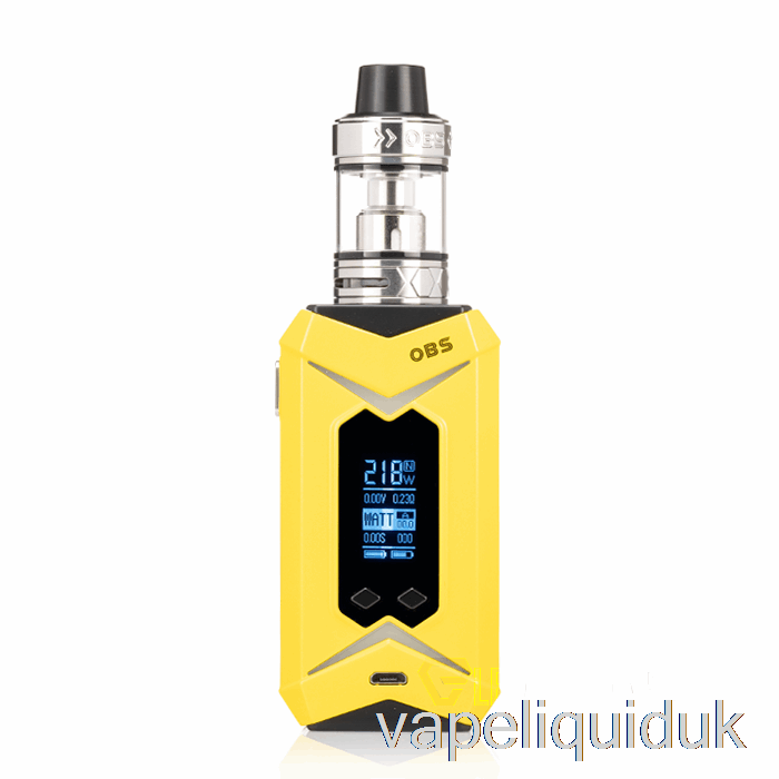 OBS BAT 218W & DAMO Starter Kit Yellow Mod / Silver Tank Vape Liquid
